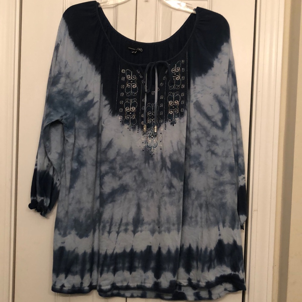 Blue tie-dyed blouse